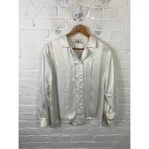 Jones New York Women's Front Button Blouse Top Long Sleeve White Size 14
